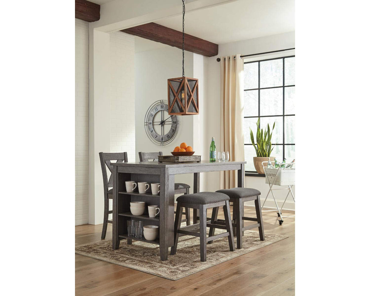 Signature Design by Ashley Caitbrook Rustic Counter Height Dining Table with Storage, Dark Gray Signature Design by Ashley