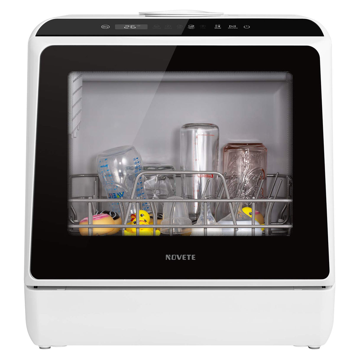 NOVETE Portable Countertop Dishwashers, Compact Dishwashers with 5 L Built-in Water Tank & Inlet Hose, 5 Washing Programs, Baby Care, Air-Dry Function and LED Light for Small Apartments NOVETE