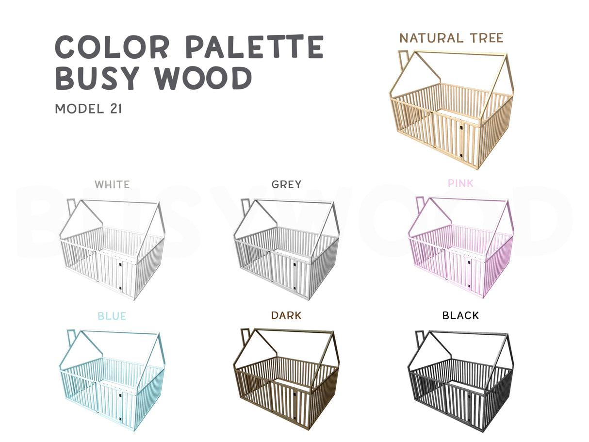 BUSYWOOD Floor Bed Frame for Kids - Montessori Floor Bed with Rails - Floor Bed for Boy - Girl Bed - Kid Bed Frame - Floor Bed Frame Toddler (Model 21) BUSY WOOD