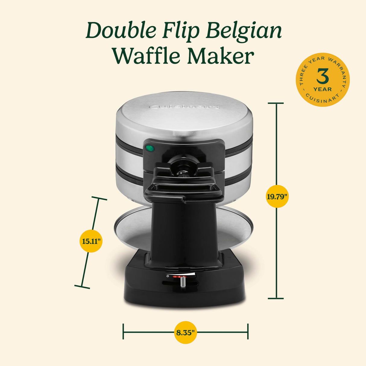Cuisinart WAF-F40 Double Flip Belgian Waffle Maker, 1400 watts, New Black/Stainless Cuisinart