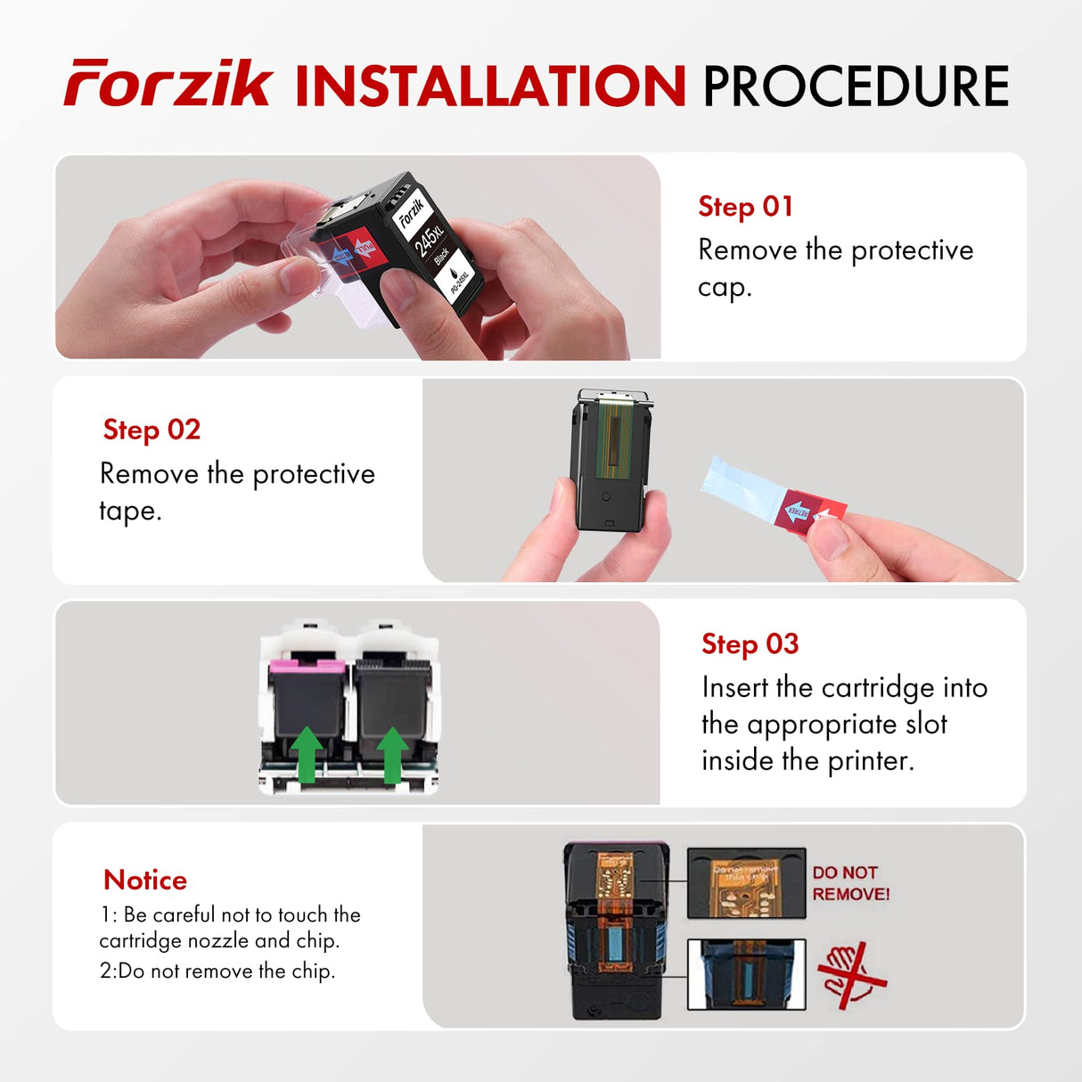 Forzik Remanufactured Ink Cartridge Replacement for Canon 245XL 246XL Black and Tri-color 2 Pack Forzik