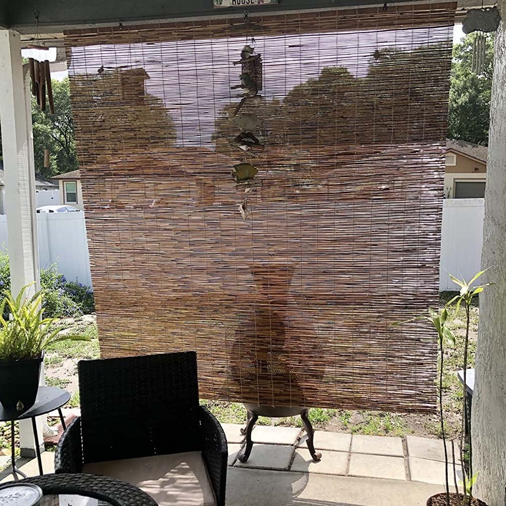 YYQ SHOP Brown Bamboo Window Shades Blinds Retro Bamboo Curtains Roller Shades with Lifting Bamboo Roll Up Window, 24x36 32x72 40x64 Custom Matchstick(Size:24(W) x 36(H) inches) YYQ SHOP