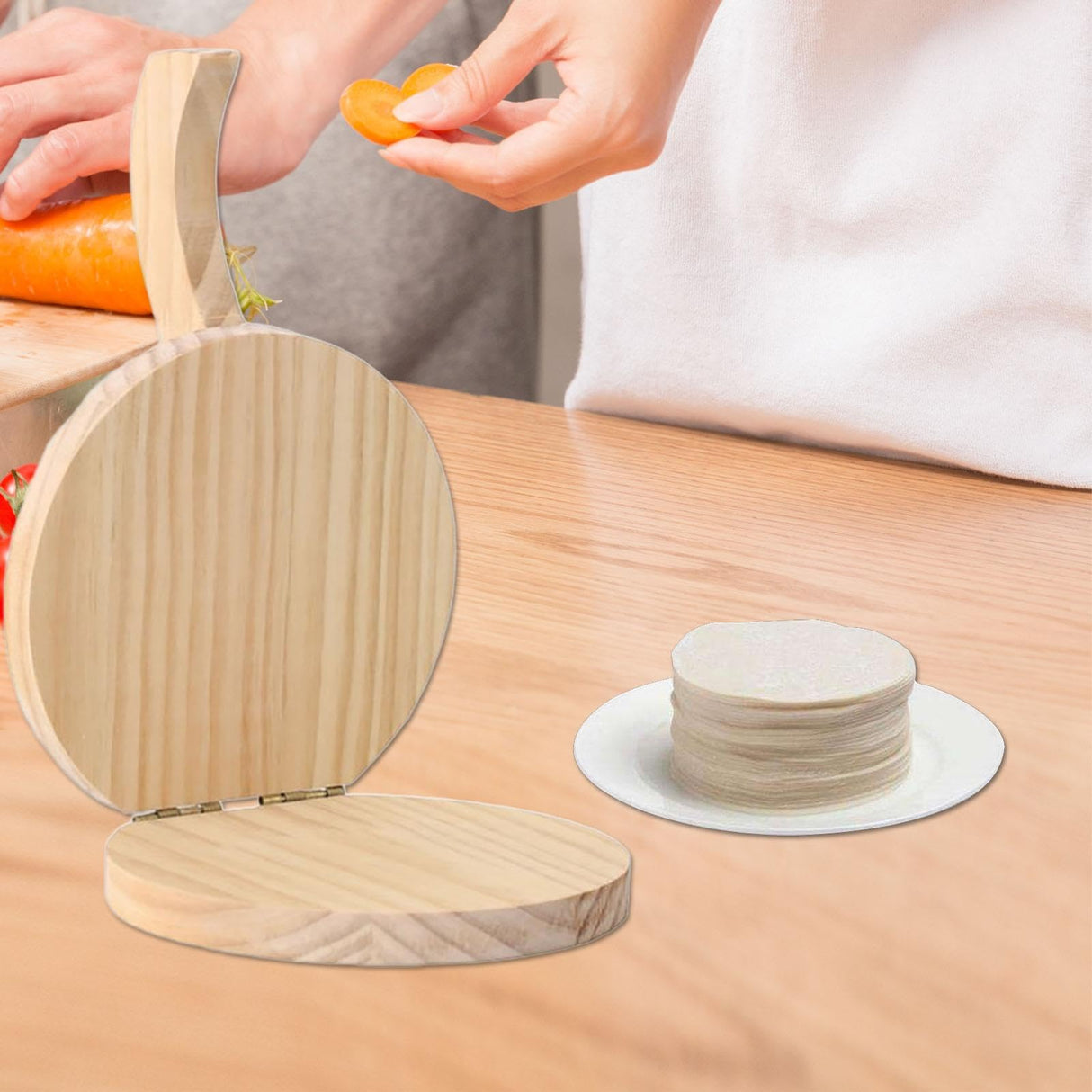 5 Inch Round Wooden Tortilla Press Maker Hardwood Mexican Tortillera Presser,Wood Flour Tortilla Press for Homemade Mexican Tortillas, Roti, Burritos, Taco - Shiny Wood Leefasy