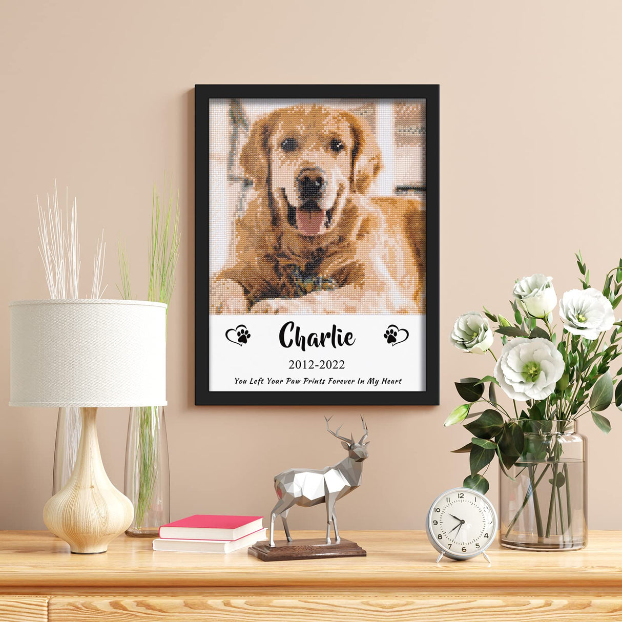 DPDP Personalized Pet Memorial Gifts β Custom Diamond Painting Kits with Photo Text, Sympathy Pet Remembrance for Loss of Animal Dog Cat (Round Drill, 11.8Γ15.7 Inch) 11.8Γ15.7inch/30Γ40cm DPDP