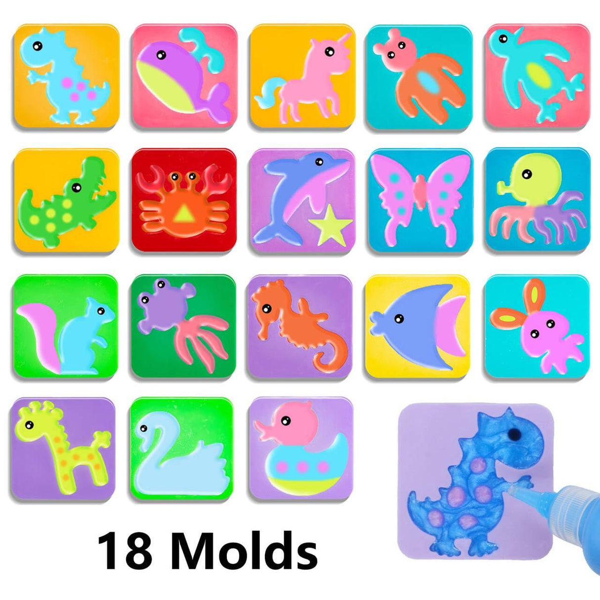 Golinkid Magic Water Elf Toy Kit,12 Bottles 18 Molds 70ML Aqua Fairy Water Gel Kit for Kids with Sparkling Magic Gel, Crate Your Own Magic Water Elf Aqua Fairy Water Pets Craft Kits for Kids Golinkid