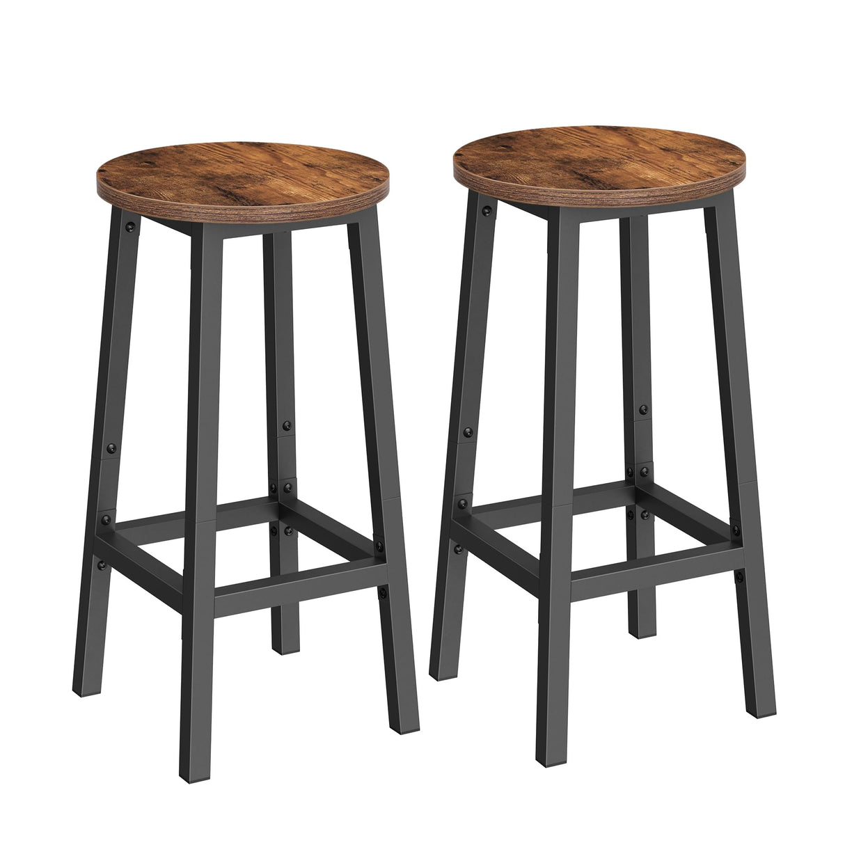 VASAGLE Bar Stools, Set of 2 Bar Chairs, Steel Frame, 25.2 Inch Tall, for Kitchen Dining, Easy Assembly, Industrial Design, Rustic Brown and Black ULBC32X VASAGLE