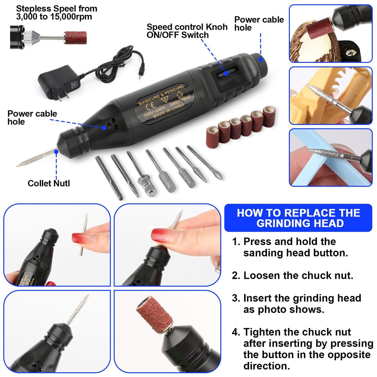 3D Printer Tools Kit, 139pcs 3D Printer Accessories Includes Nozzle Cleaning Needles, Deburring Tools, Removable Screwdriver Kit, Electric Polishing Machine, for 3D Print Removing, Cleaning, Finishing BILIPLE