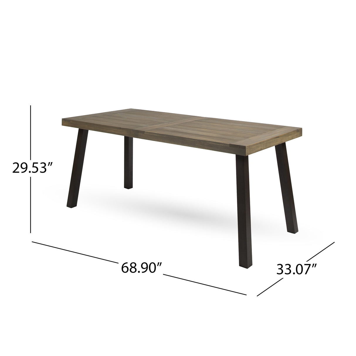 Christopher Knight Home Della Outdoor Acacia Wood Dining Table with Metal Legs, Grey Finish / Rustic Metal Christopher Knight Home