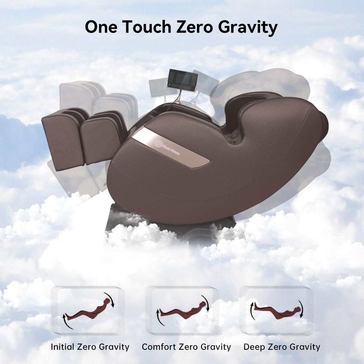 Real Relax 2025 Full Body Massage Chair of Dual-core S Track,Shiatsu Massage Recliner of Zero Gravity with APP and LCD Control,Lower Back and Calf Heating,Bluetooth,Home or Office Use,Brown Real Relax