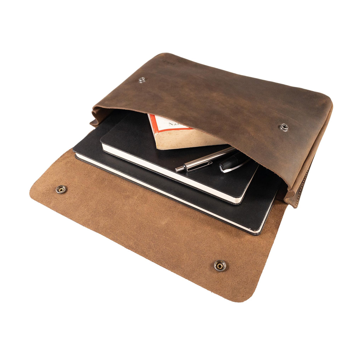 Hide & Drink, Vintage Folder Document Holder, File Case, A5 Binder, Envelope Portfolio, Full Grain Leather, Handmade, Bourbon Brown Hide & Drink