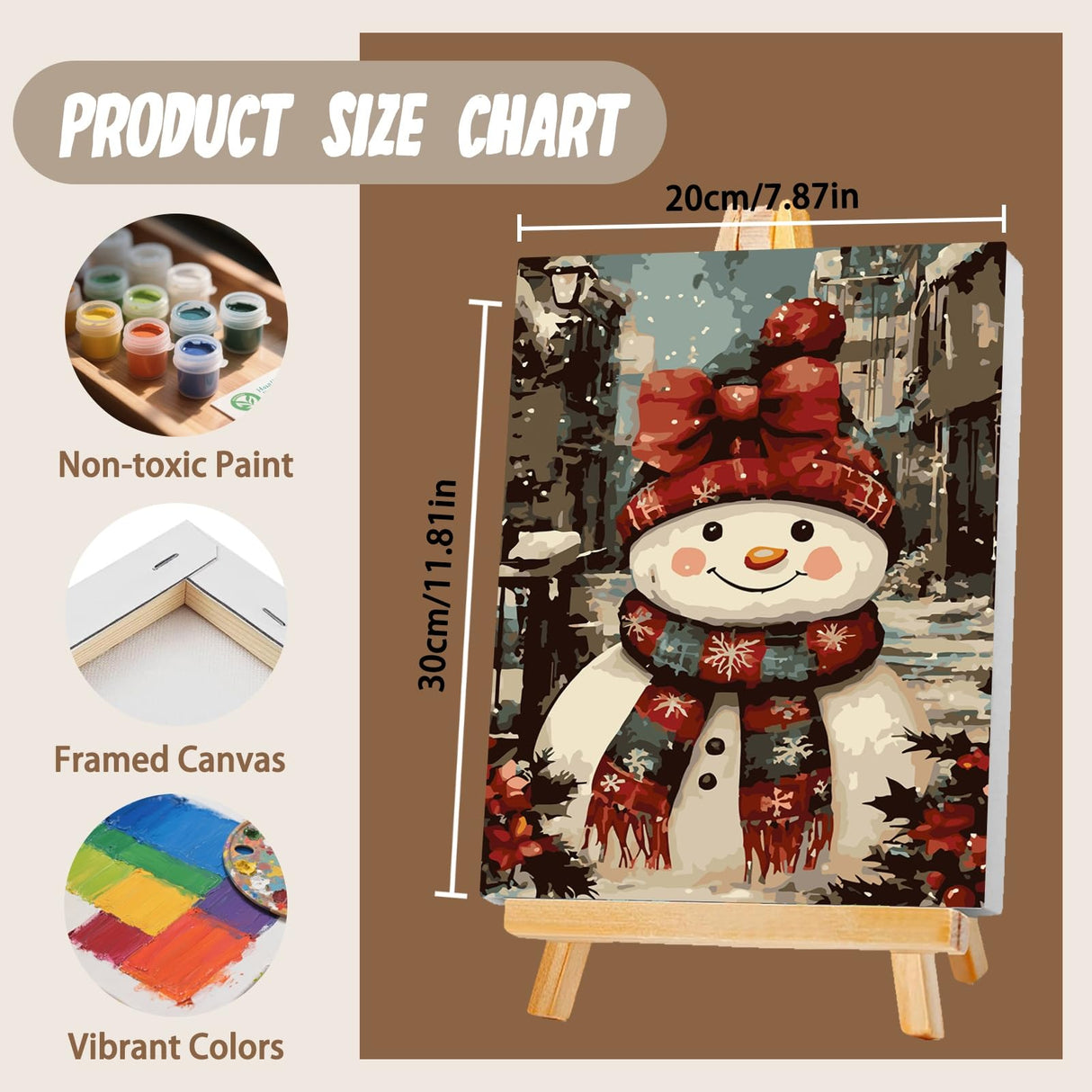 XTCIXAL 4 Pack Paint by Numbers Kit for Adults with Framed and Easel, Christmas Paint by Number Kits, Candles Snowman Truck Wreath Acrylic Oil Painting for Home Wall Decor (8x12 Inch) XTCIXAL