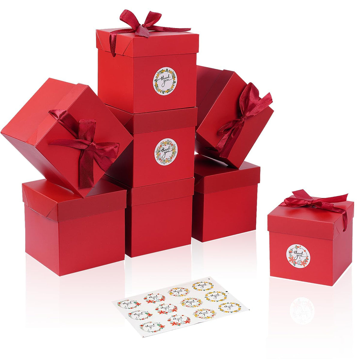 Elephant-package 12Pack Red 6Inch Gift Boxes with Lids, Squared Boxes with Lids Perfect for Christmas, Valentine’s Day, Birthday Present Packing, Party Favor, New Year. Elephant-package