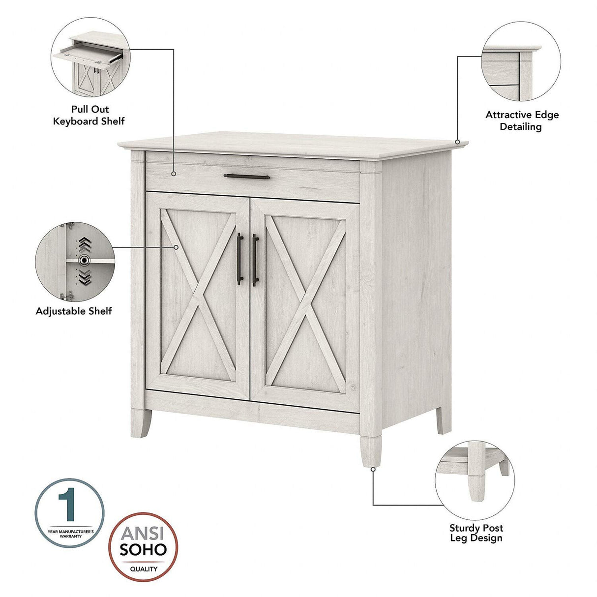 Bush Furniture Salinas 5 Shelf Bookcase in Ash Brown, Tall Bookshelf, Large Book Shelf for Living Room, Home Office, or Entryway Bush Furniture