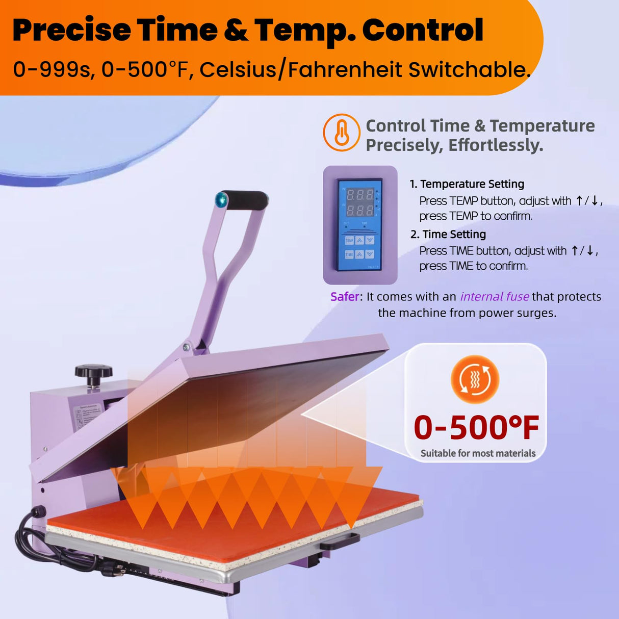 16x24 Heat Press Machine for T Shirts,1.8-2kw, Slide Out Sublimation Heat Transfer Press Suitable for Family, Small Business, or Industrial Use. (Purple, 16x24 Manual) Eonvest