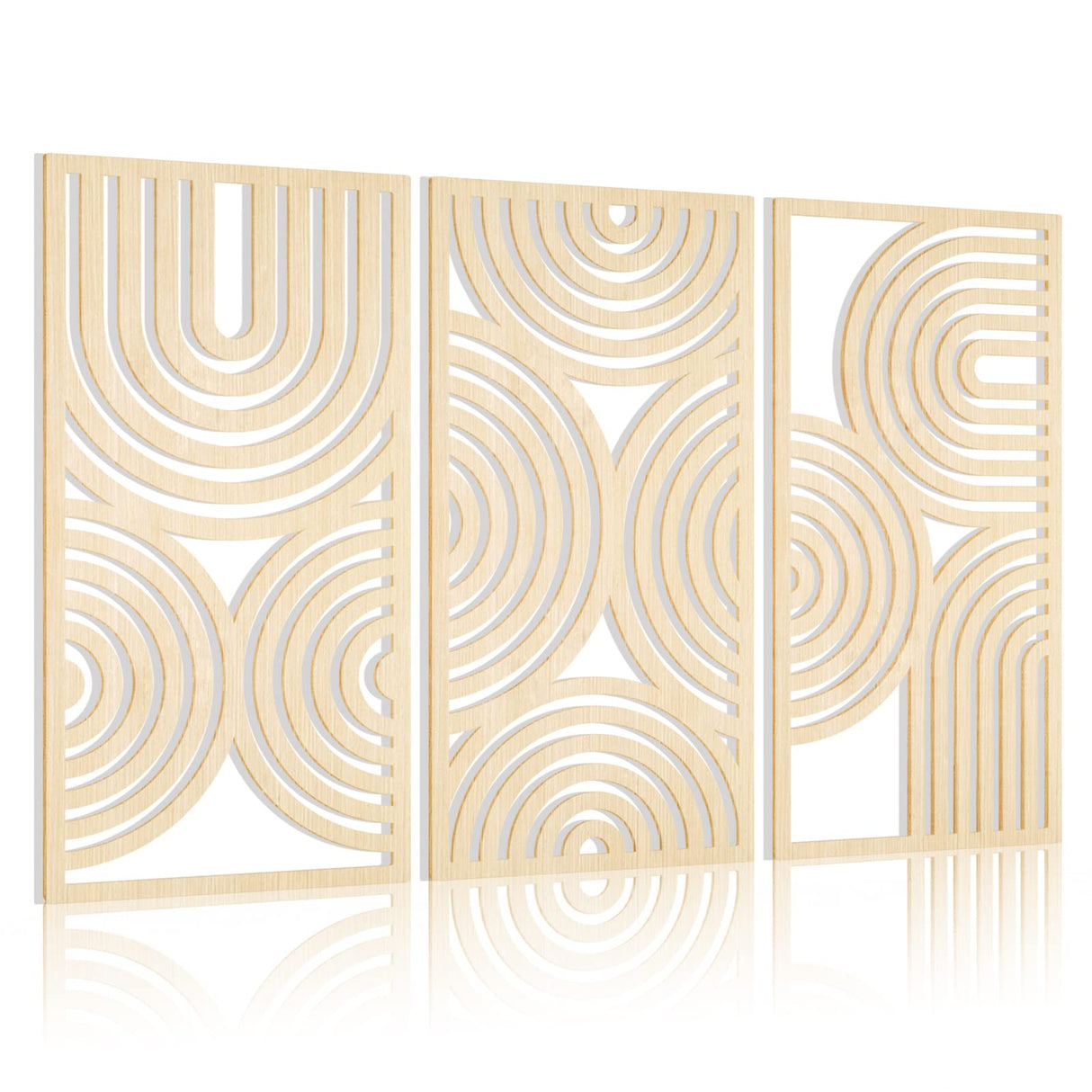 BINCUE 3 Panels Arches Shapes Wall Art Boho Decor Abstract 3D Hollow Wood Wall Art for Kitchen Bathroom Living Room Decorative BINCUE