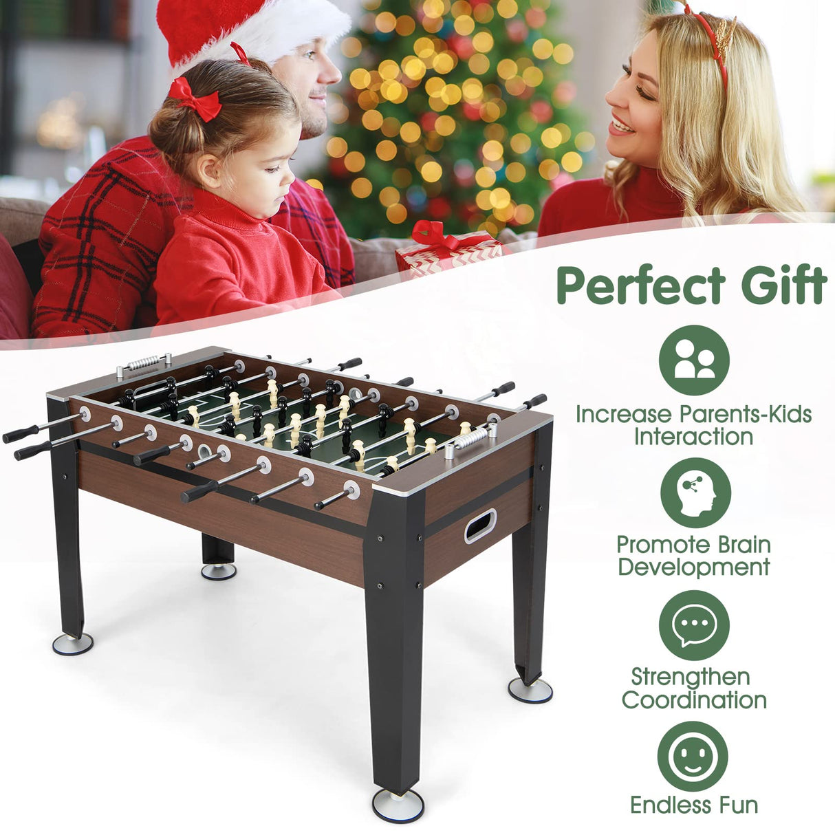 Giantex 54” Foosball Table, Foosball Table Adult Size with 2 Balls, Wood Football Table, Arcade Soccer Table Game for Kids, Game Room, Home, Office, Party Giantex