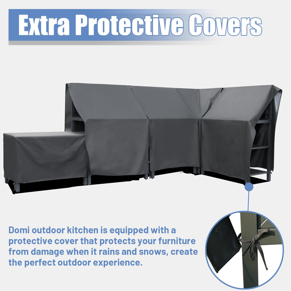 Domi 5-Piece Outdoor Kitchen Island with Storage, Aluminum Kitchen Islands Stainless Steel Sink w/Faucet, Corner Bar Storage Cabinet, Outdoor Kitchen with Protective Cover for Deck, Patio domi outdoor living