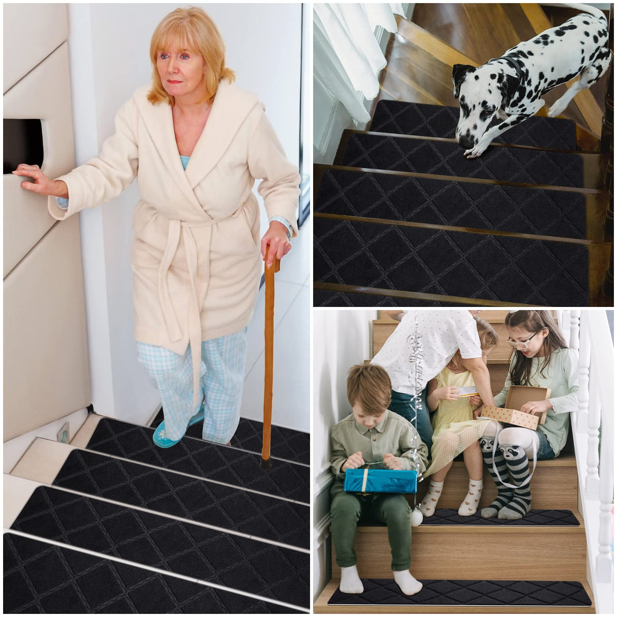 Stair Treads for Wooden Steps 15pcs - 8x30in Carpet Stairs Runner Indoor Non-Slip Stair Mats for Kids Elders and Pets Gmonby