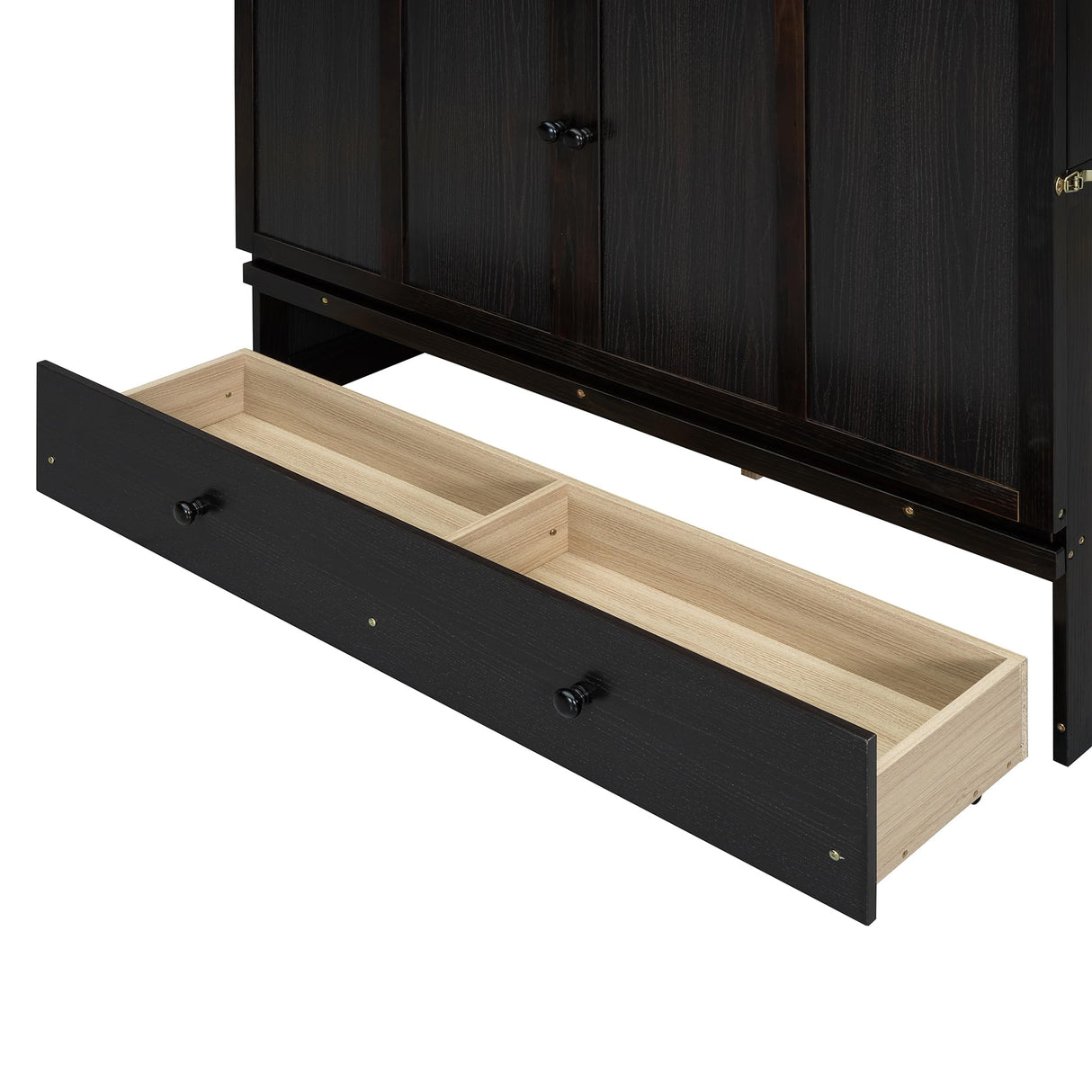 Merax Murphy Bed with USB Port and a Large Drawer, Converts to Cabinet, Sturdy Cabinet Bed for Bedroom, Full Size, Espresso Merax