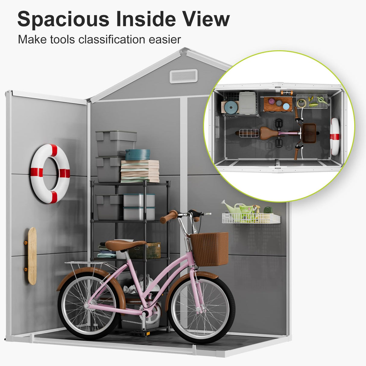 Outdoor Resin Storage Shed 6x3 FT Waterproof Sheds Kit with Floor Window Lockable Door Included, Outside Plastic Sheds for Backyard Garden Patio Lawn Tools WELYAS