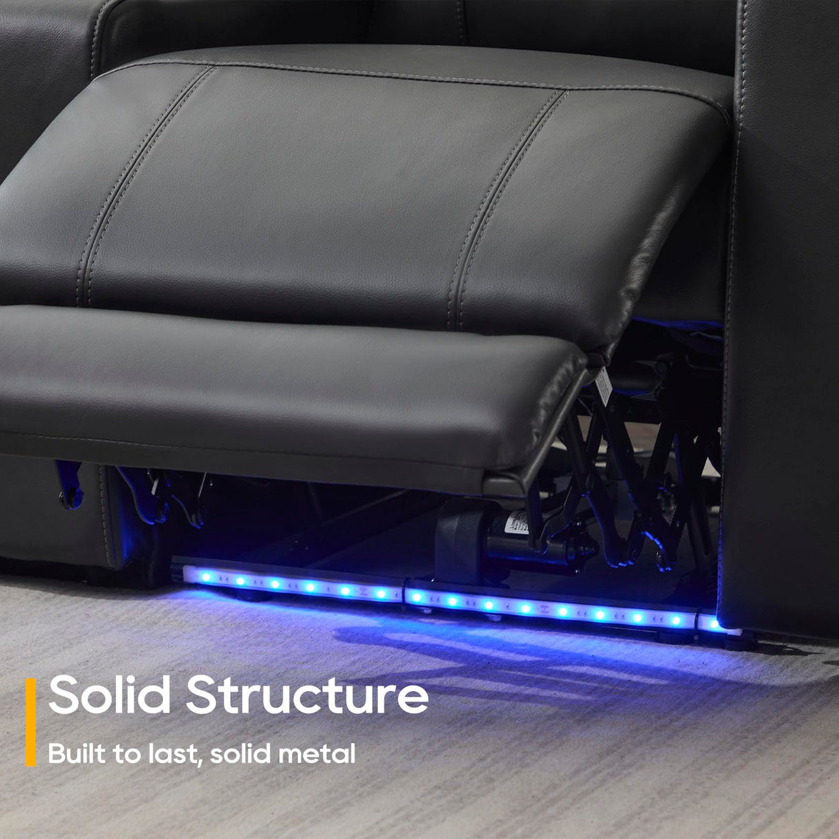 P.H.Furn Power Reclining Loveseat Sofa, Adjustable Headrest, Blue LED Lighting, Home Theater Seating with Storage, Cup Holders, USB, Wireless Charging, Living Room RV P.H.Furn