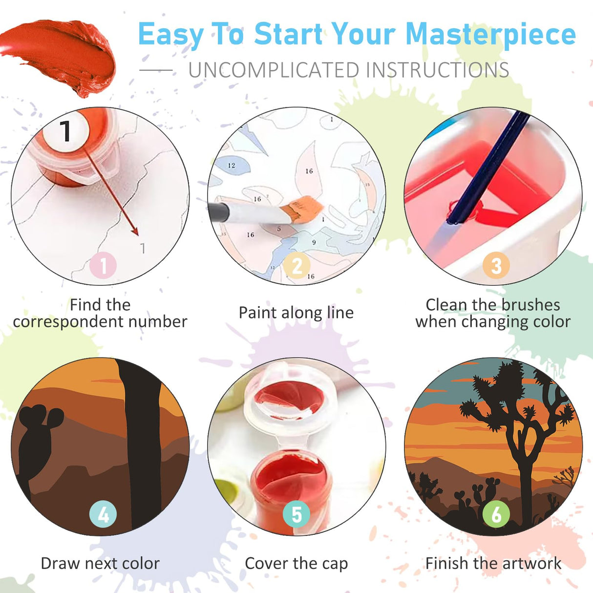 6 Pack Paint by Numbers Kit for Adults Beginners - 10x14 Inch National Park Adult Paint by Number Kits on Canvas, DIY Acrylic Oil Number Painting Kits for Adults, Perfect for Gift Home Decor Offito