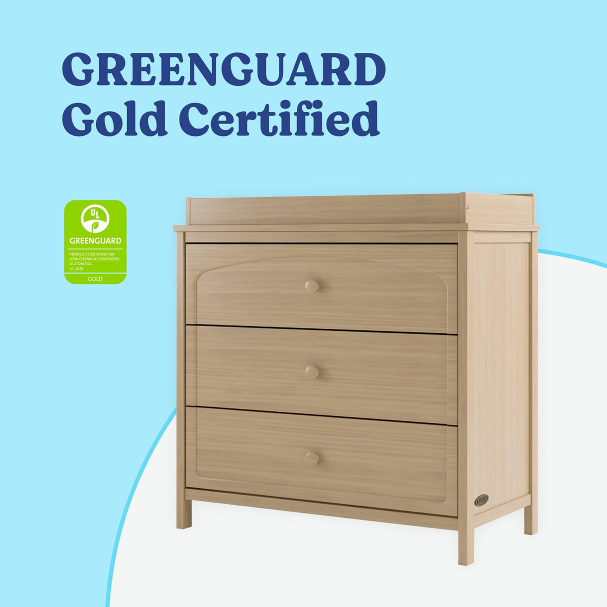 Graco Olivia 3 Drawer Changing Table Dresser (Driftwood) – GREENGUARD Gold Certified Baby Dresser with Changing Table Top, Includes Interlocking Drawer System Graco