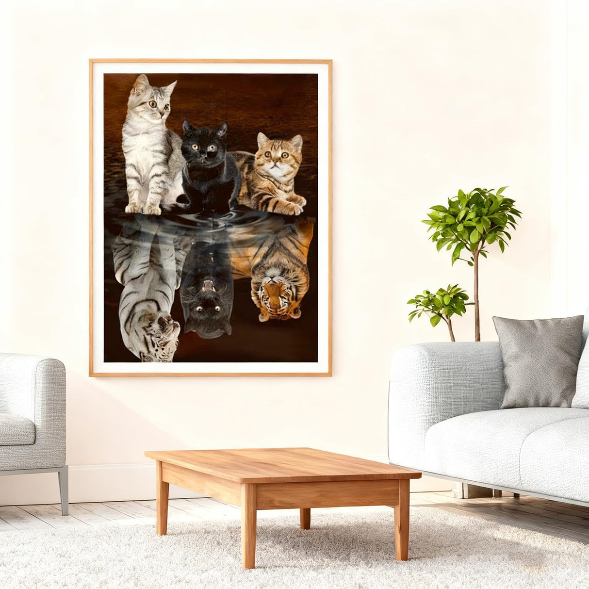 LYKEJI Cats Diamond Art Kits for Adults 5D Full Drill Diamond Painting Kit, Three Tiger Cross Stitch Art Kits Painting with Diamonds 11.8×15.7 Inch LYKEJI