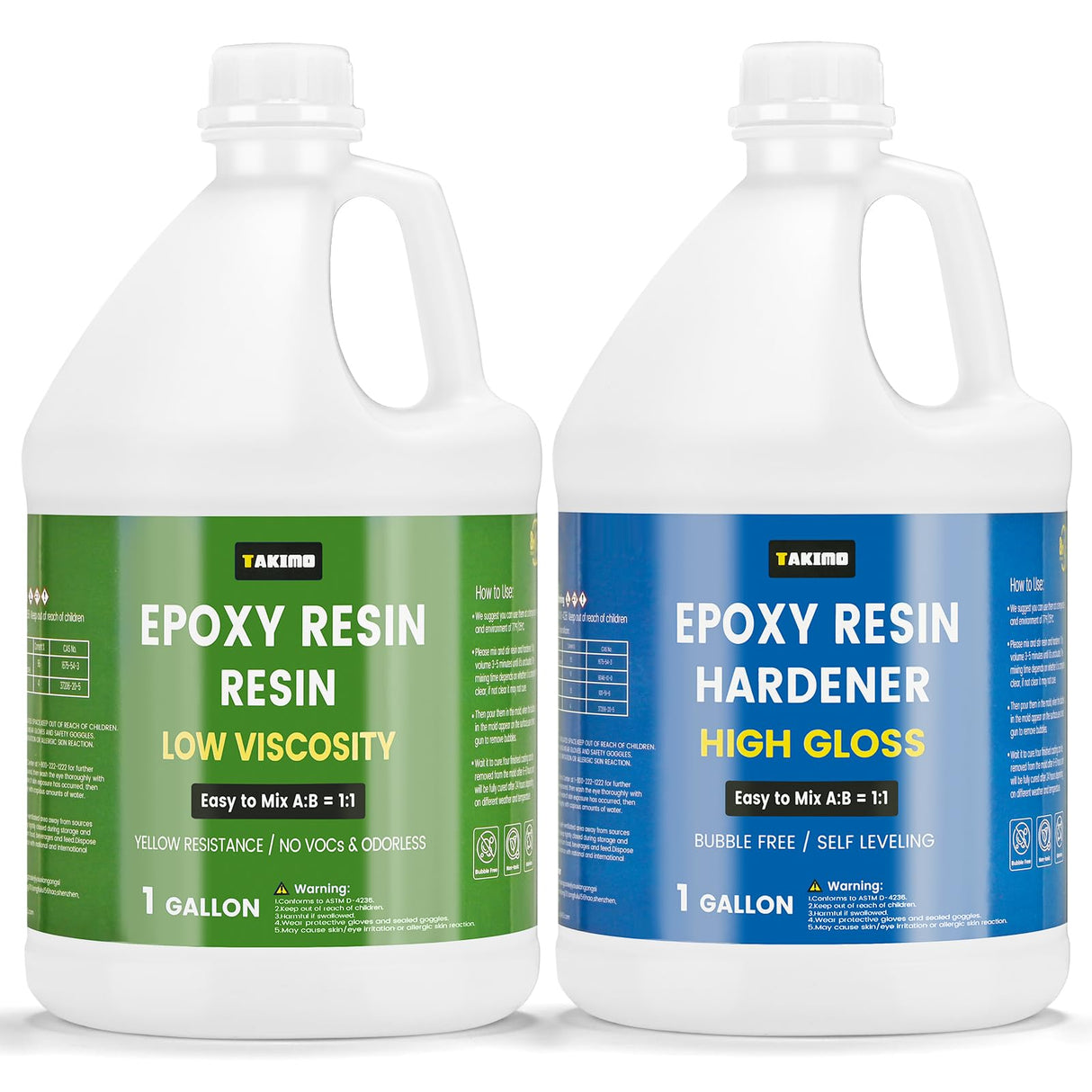 TAKIMO 2 Gallon Crystal Clear Resin Kit,No Bubble & Not Yellowing Epoxy Resin for Coating, Casting, Table Top,DIY, Bar Top, River Tables, Resin Art, Wood with High Gloss Finish TAKIMO