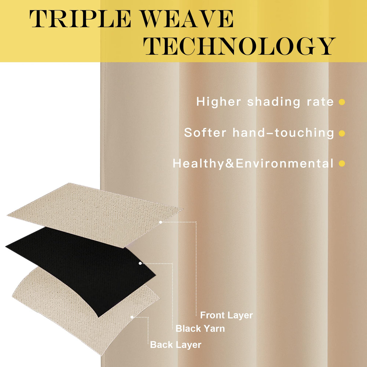 NICETOWN Room Darkening Window Shade and Blind - (Biscotti Beige Color) Light Reducing & Privacy Protection Blackout Short Curtain/Drape/Drapery for Kid's Bedroom, 52x63 inches, 1 Piece NICETOWN