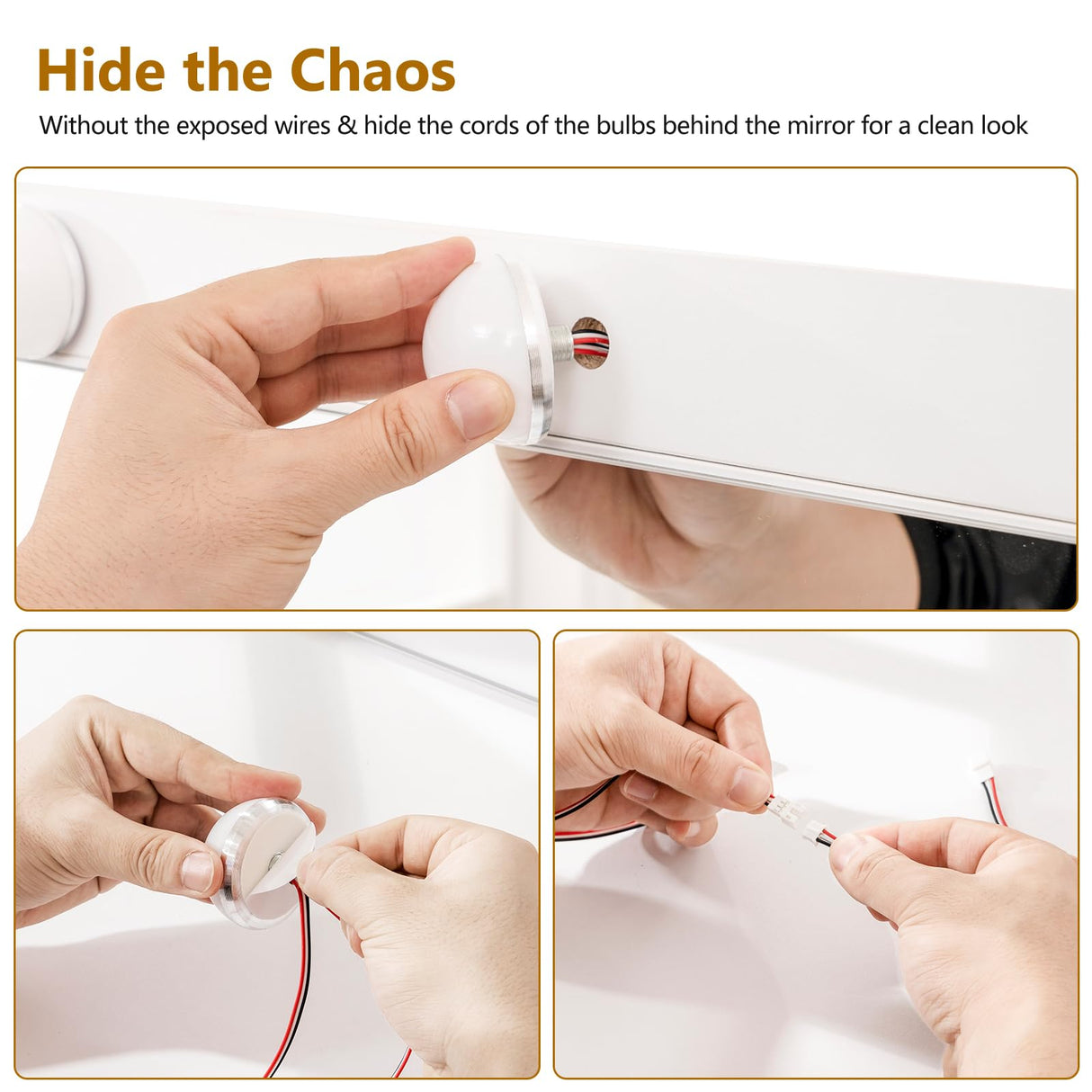 usikey Vanity Desk with Large Lighted Mirror, Makeup Vanity with 10 Lights, 2 Drawers & Power Strip, Vanity Desk Set, Dressing Vanity Tables for Women Girls, Bedroom, White usikey