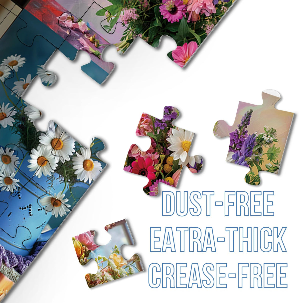 Flower Puzzle Art Puzzles 1000 Pieces for Adults, Colorful Jigsaw Puzzles Plant Puzzle, Sunflower Rose Flowers Jigsaw Puzzle Family Collage Puzzles for Challenging BBOLDIN