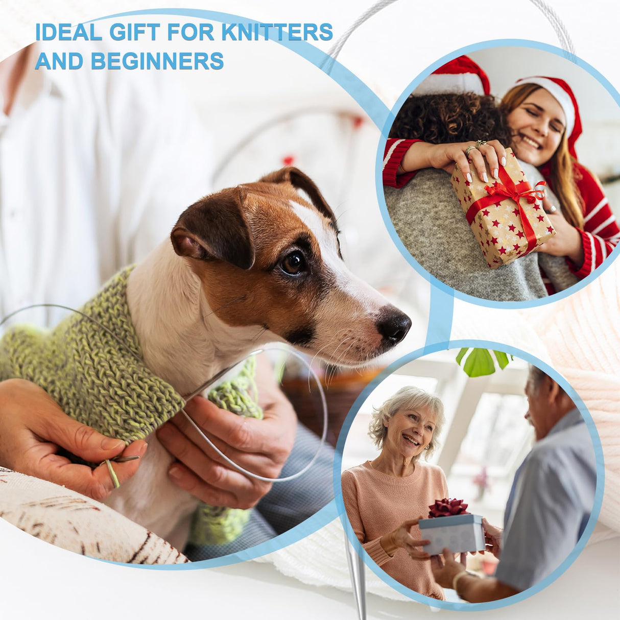 Aeelike Circular Knitting Needles Set, Stainless Steel Knitting Needles Round Knitting Needle Set (100 cm), 9 Pack Long Knitting Needles for Blankets Scarves Sweaters, Great for Beginners Aeelike