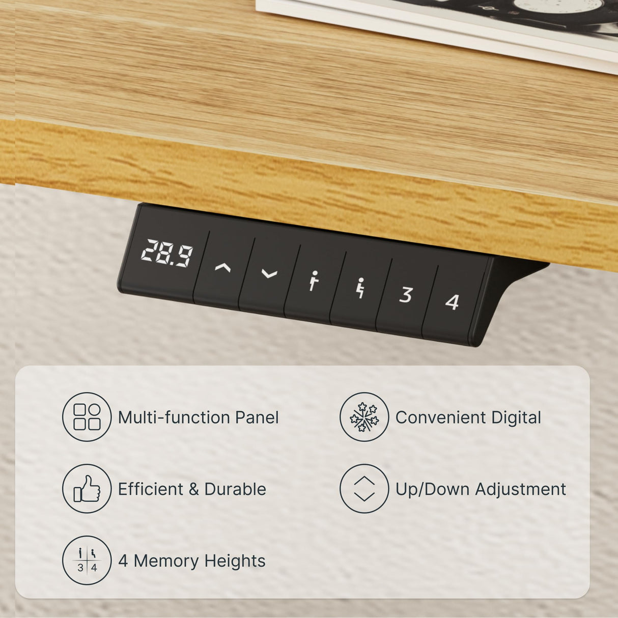 FLEXISPOT EN1 Whole-Piece Standing Desk, 48 x 24 Inches Height Adjustable Desk Stand up Desk Home Office Table for Computer Laptop (White Frame + Maple Desktop) FLEXISPOT