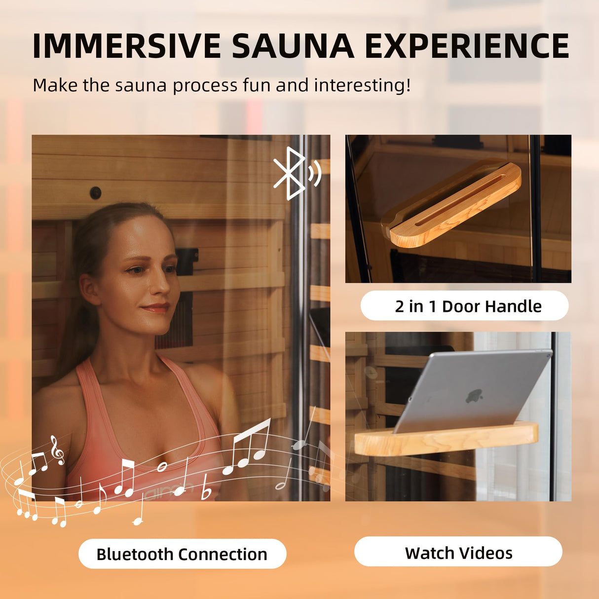 BNEHS Infrared Saunas for Home, Upgraded 1-2 Person Sauna with 10 Minutes Fast Heating,Canadian Hemlock & Tempered Glass BNEHS