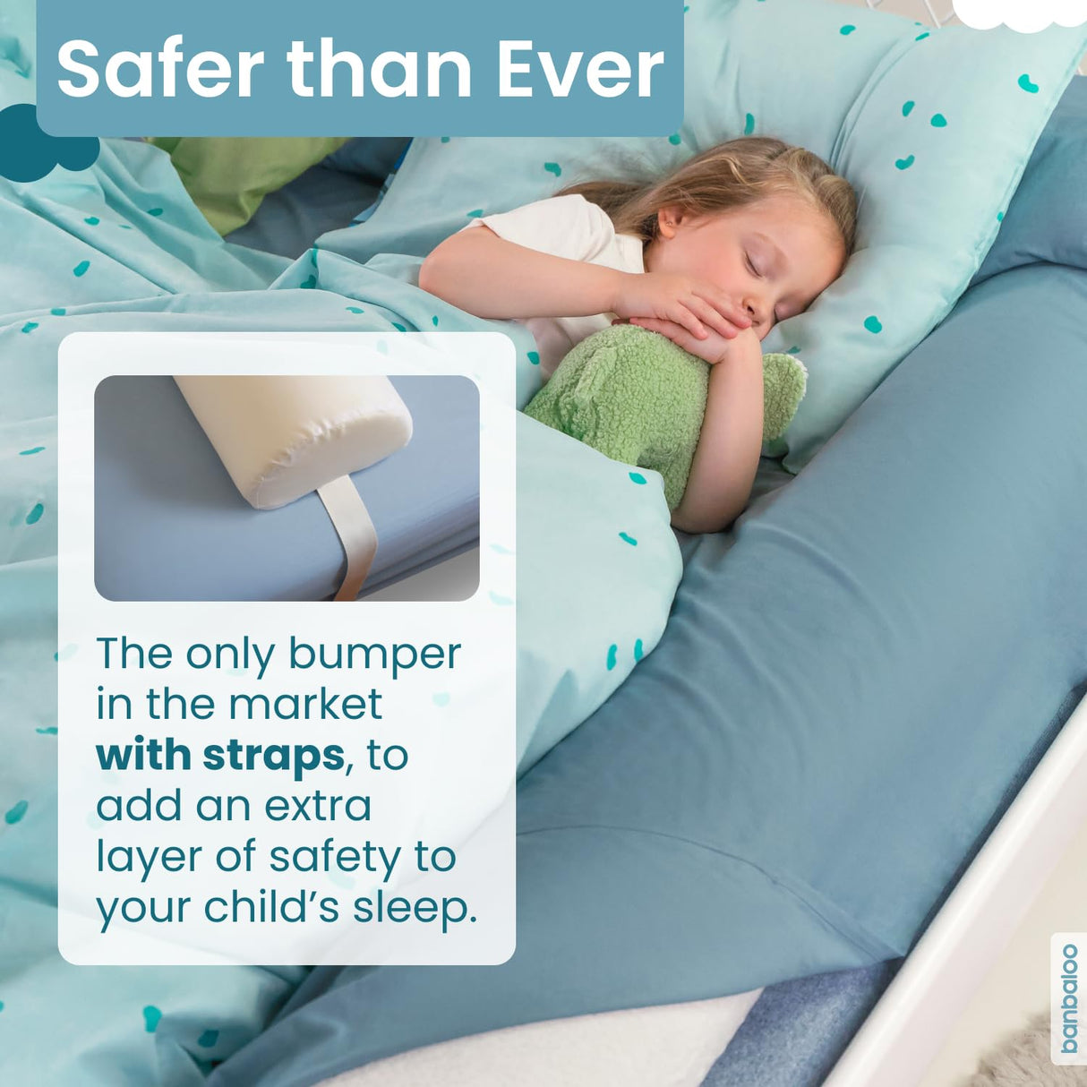 BANBALOO | Bed Bumper for Toddlers 53" | Bed Rails for Queen, King, Twin, Full-Size Bed | Toddler Bed Bumper | Bumpers for Bed | Bed Rail for Toddlers | Bed Barrier for Toddler | Foam Bumper BANBALOO