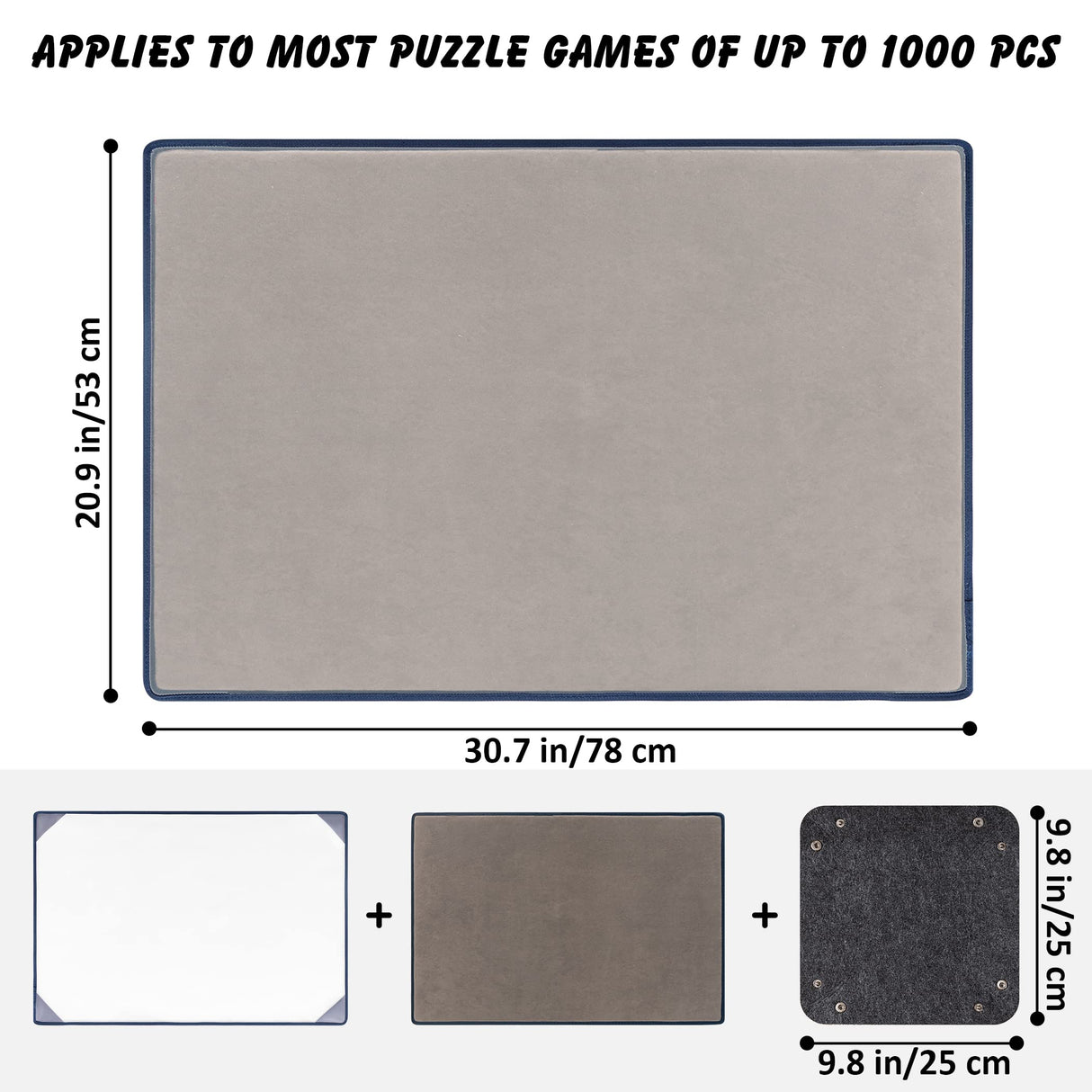 Tektalk Jigsaw Puzzle Board with 6 Sorting Trays Portable Puzzle Mat with Puzzle Dustproof Cover for Puzzle Storage Puzzle Saver, Non-Slip Surface, Up to 1000 Pieces, 30.7 × 20.9 in - Gray Tektalk
