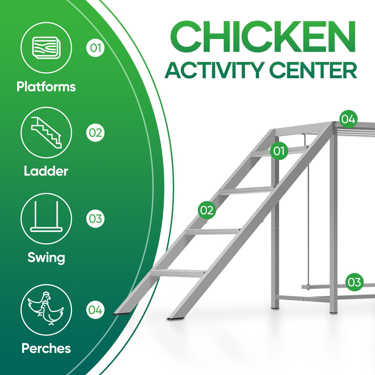 Chicken Coop, Chicken Perches with Swing, Chicken Roosting Bars, Chicken Run Accessories Toy, Wooden Chicken Ladder for Pet's Healthy & Happy, Sturdy and Easy to Clean, Suitable for Backyard Farm Nandae