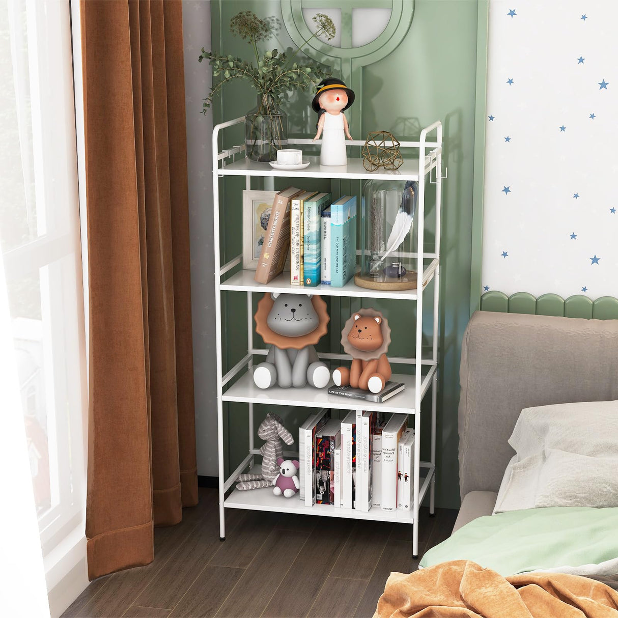 HDANI Storage Shelves, 4-Tier Metal Storage Rack with Shelf,Shelf Organizer,Garage Standing Shelving Unit for Laundry,Bathroom,Kitchen,Pantry, Closet,23.6''W X 13.8''D X 50 H''H,White HDANI