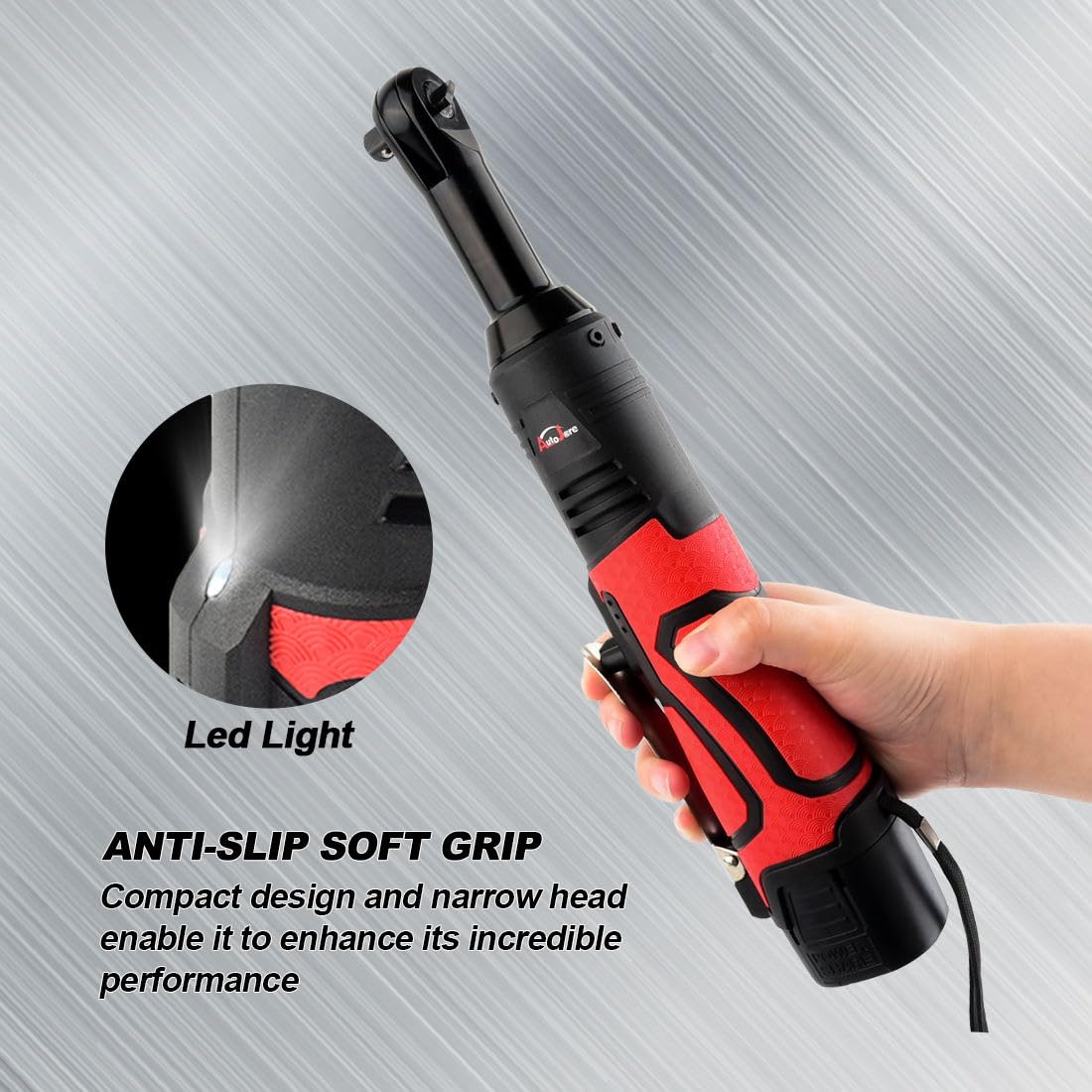 AUTOJARE Extended 18V Cordless Electric Ratchet Wrench Set 3/8" Drive 450RPM Power Ratchet Tool Kit 60 ft-lbs Cordless Ratchet Kit with 1/4" Socket Adapter, 7pcs Socket, Charger and 2pcs Batteries AUTOJARE