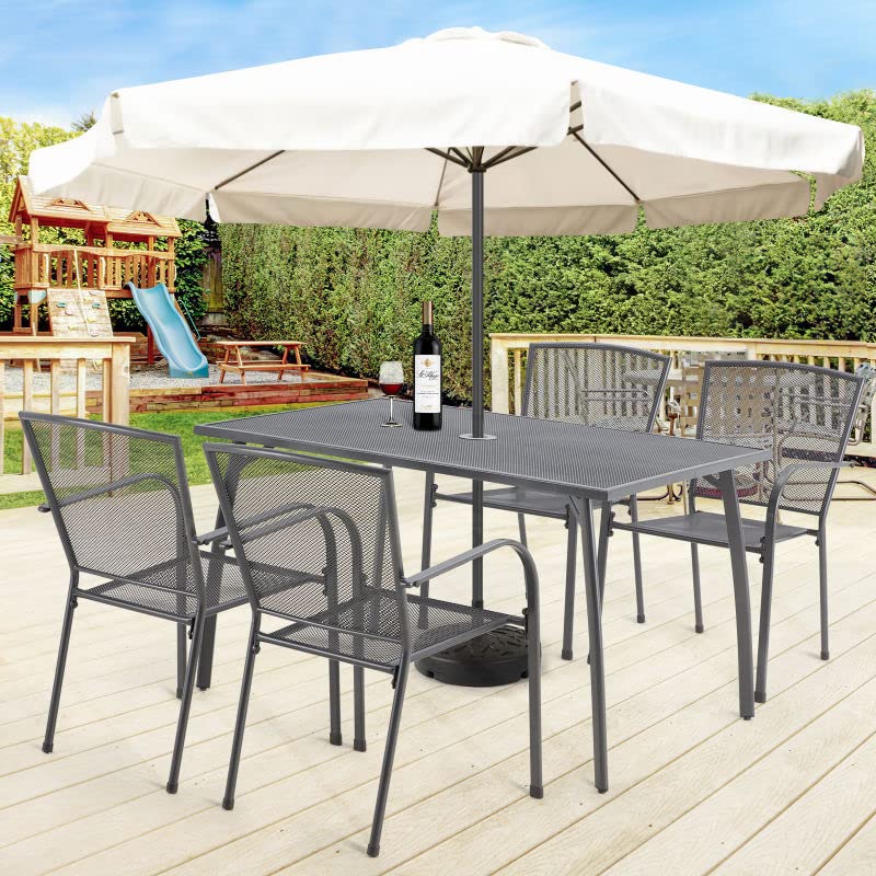AECOJOY 5 Piece Outdoor Table and Chair, Patio Outdoor Dining Set with 1.73" Umbrella Hole, Patio Table and Chair Set of 4 for Garden,Bistro,Deck AECOJOY