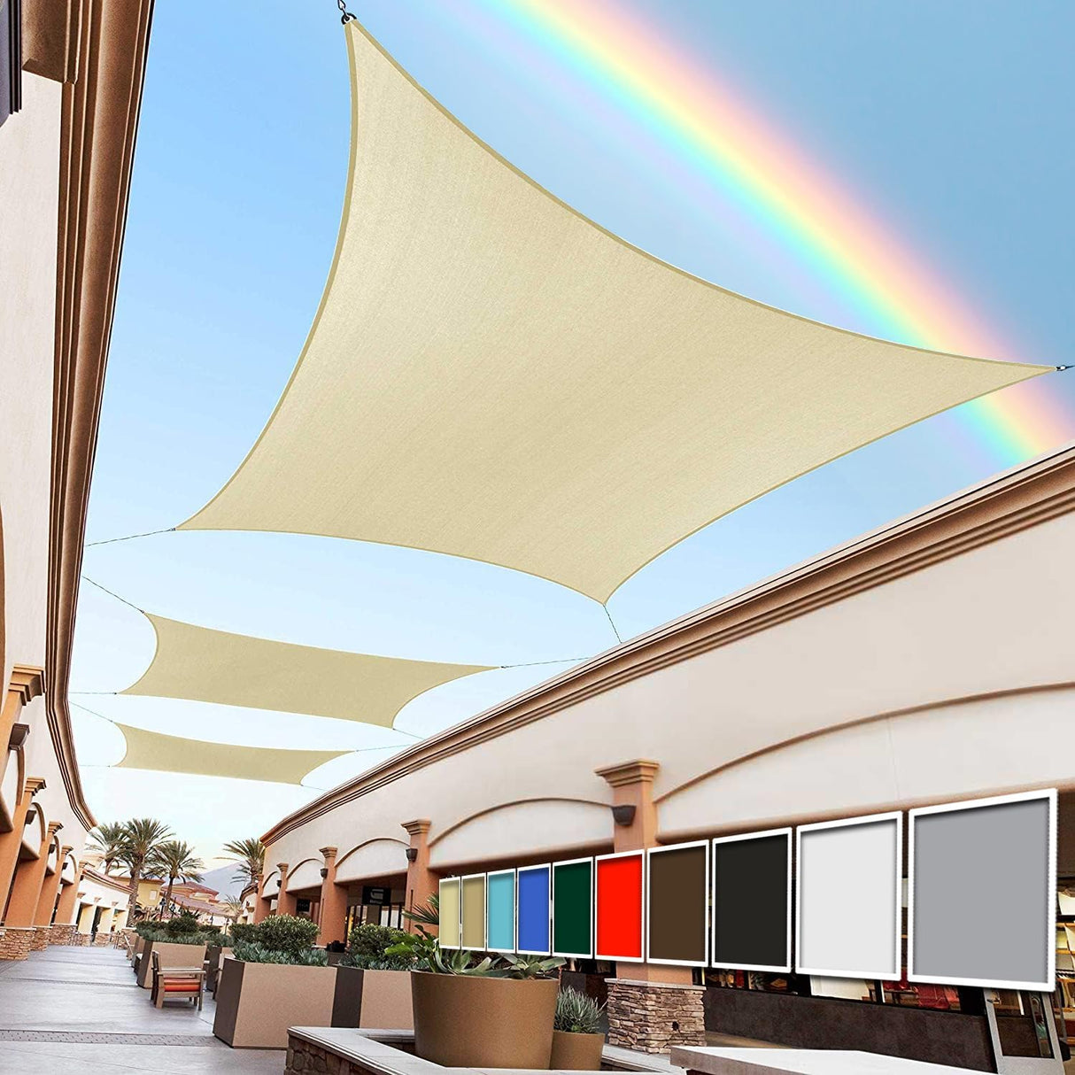 Royal Shade 8' x 14' Beige Rectangle Sun Shade Sail Canopy Outdoor Patio Fabric Screen Awning RTAPR0814 - UPF50+ 95% UV Blockage, Heavy Duty, Water & Air Permeable (We Make Custom Size) Royal Shade