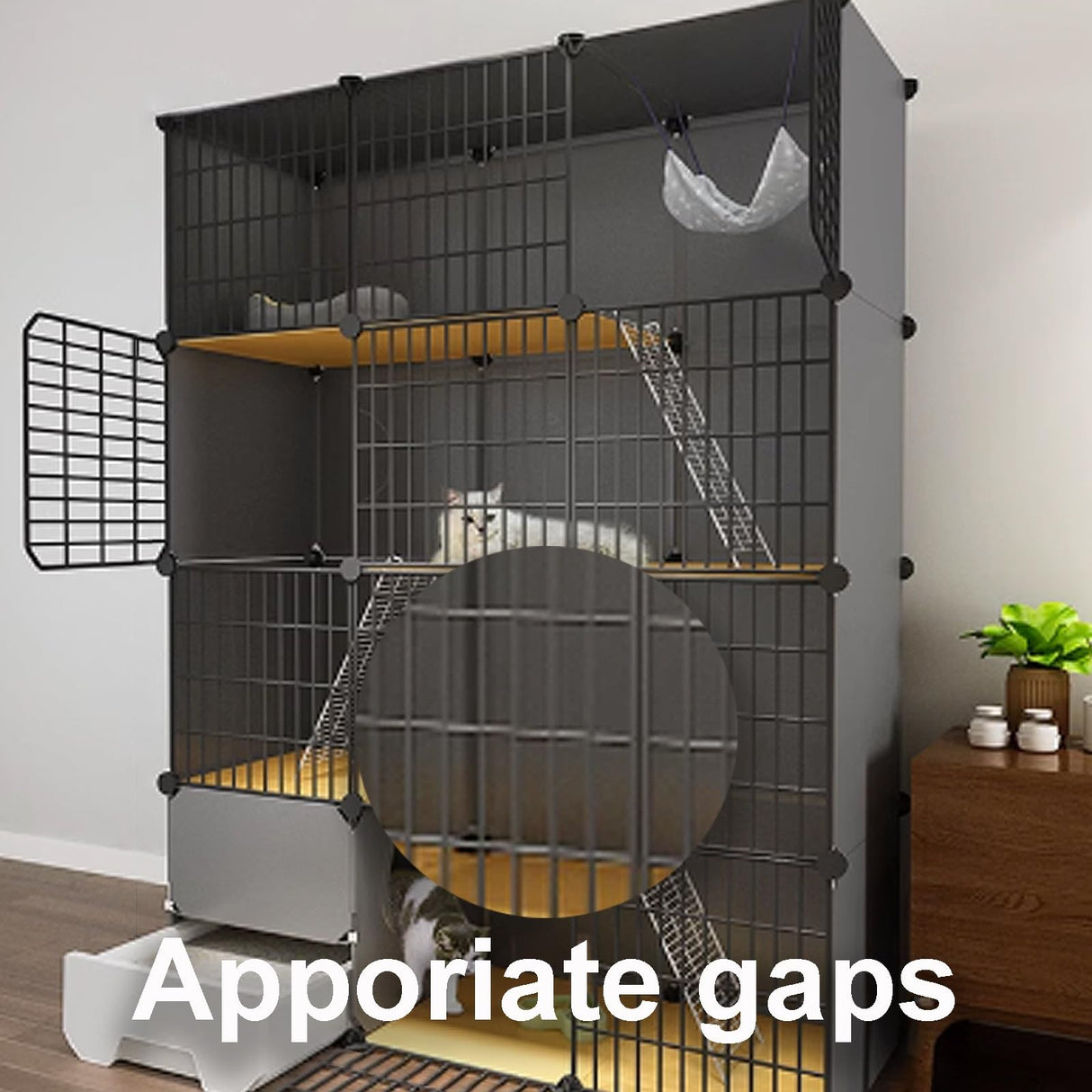 GUQASDV Black Cat Cage, Catio Indoor Cat Enclosure, Enclosed Cat Playpen, Cat House with Enclosed Litter Box Quick Assembly for Ferret, Chinchilla, Small Animals(75x49x111cm) GUQASDV