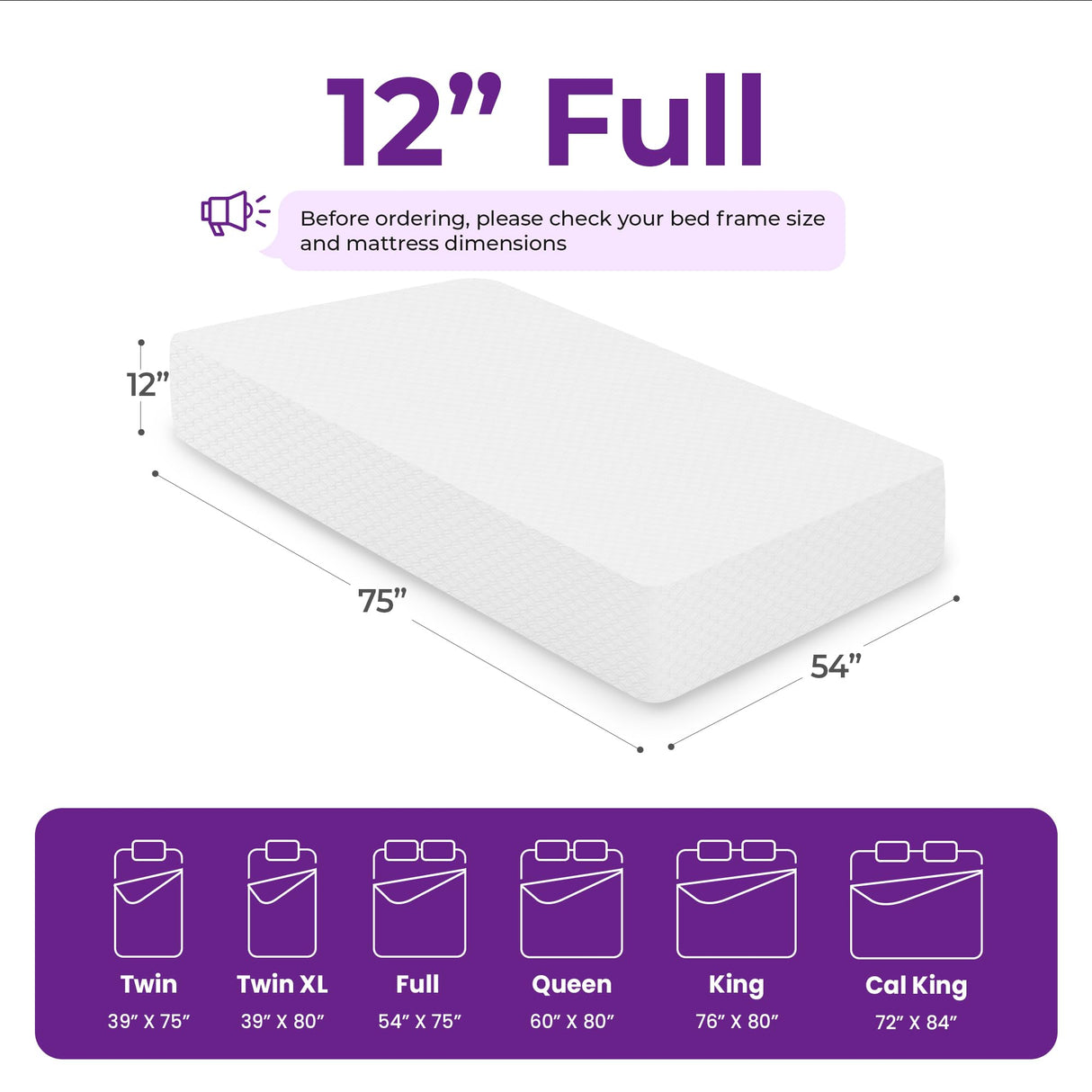 GAESTE 12 Inch Full Cooling Gel Memory Foam Mattress Medium Firm for Cool Sleep Pressure Relieving CertiPUR-US Certified Convenient Mattress in a Box Fiberglass Free (Full, 12 in) GAESTE
