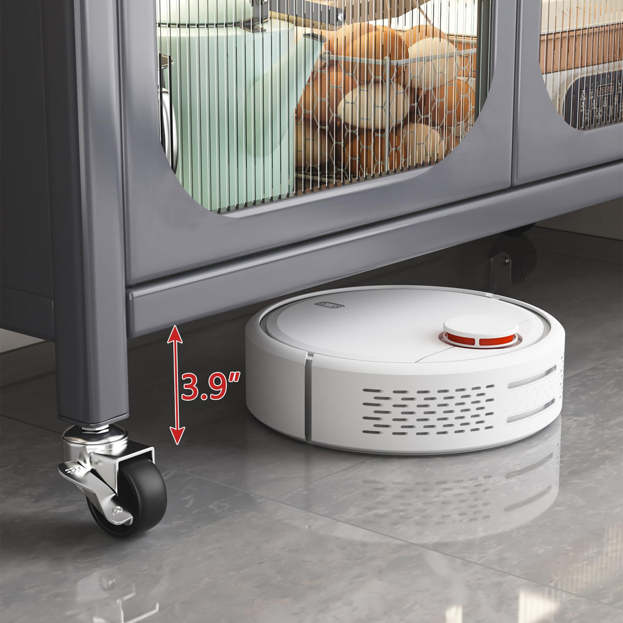 Runboll Kitchen Pantry Storage Cabinet, 6 Tier Metal Sideboard with Wheels and Acrylic Glass Door, Modern Display Curio Cabinet Bookcase Runboll