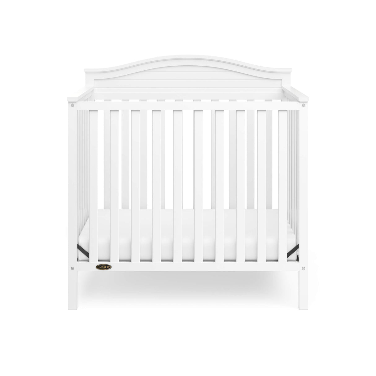Graco Stella 4-in-1 Convertible Mini Crib with Bonus Mattress (White) – Includes Bonus 2.50 Inch Thick Mattress with Water-Resistant Cover, Converts to Twin Bed with Headboard and Footboard Graco