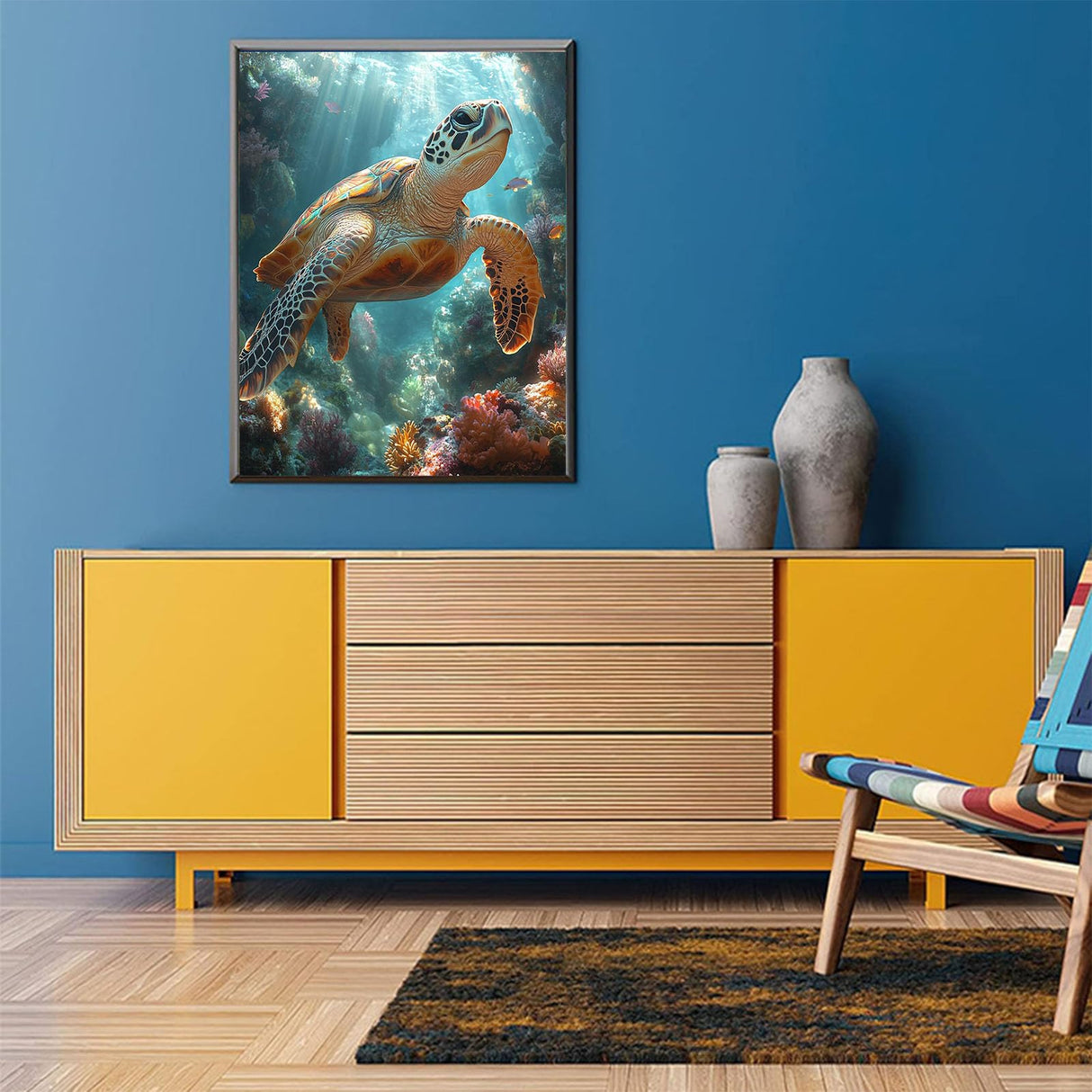 Sea Turtle Diamond Painting Kits for Adults - Diamond Art for Adult Turtle, Gem Painting Crafts Kits Gift, DIY 5D Gem Art Perfect for Home Wall Decor Gifts (16x12 inch) xackcme