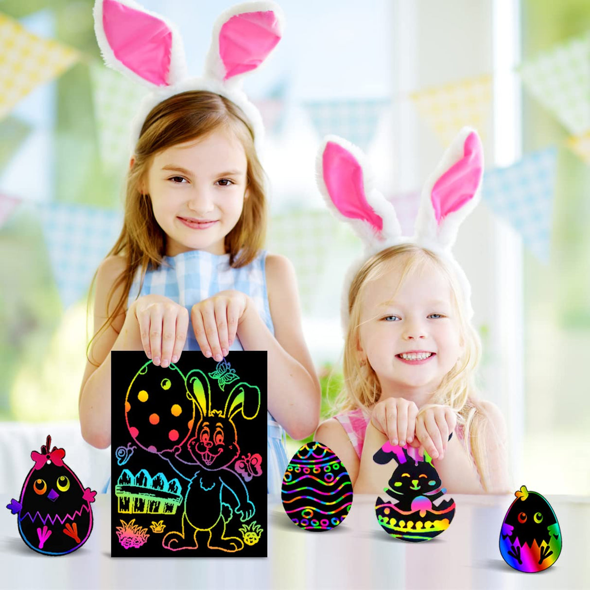 FUNNYB&G Rainbow Scratch Paper Art for Kids - 60 Pcs Magic Rainbow Scratch Paper Off Set Scratch Crafts Arts Supplies Kits Pads Sheets for Party Games Christmas Birthday Easter Gifts FUNNYB&G