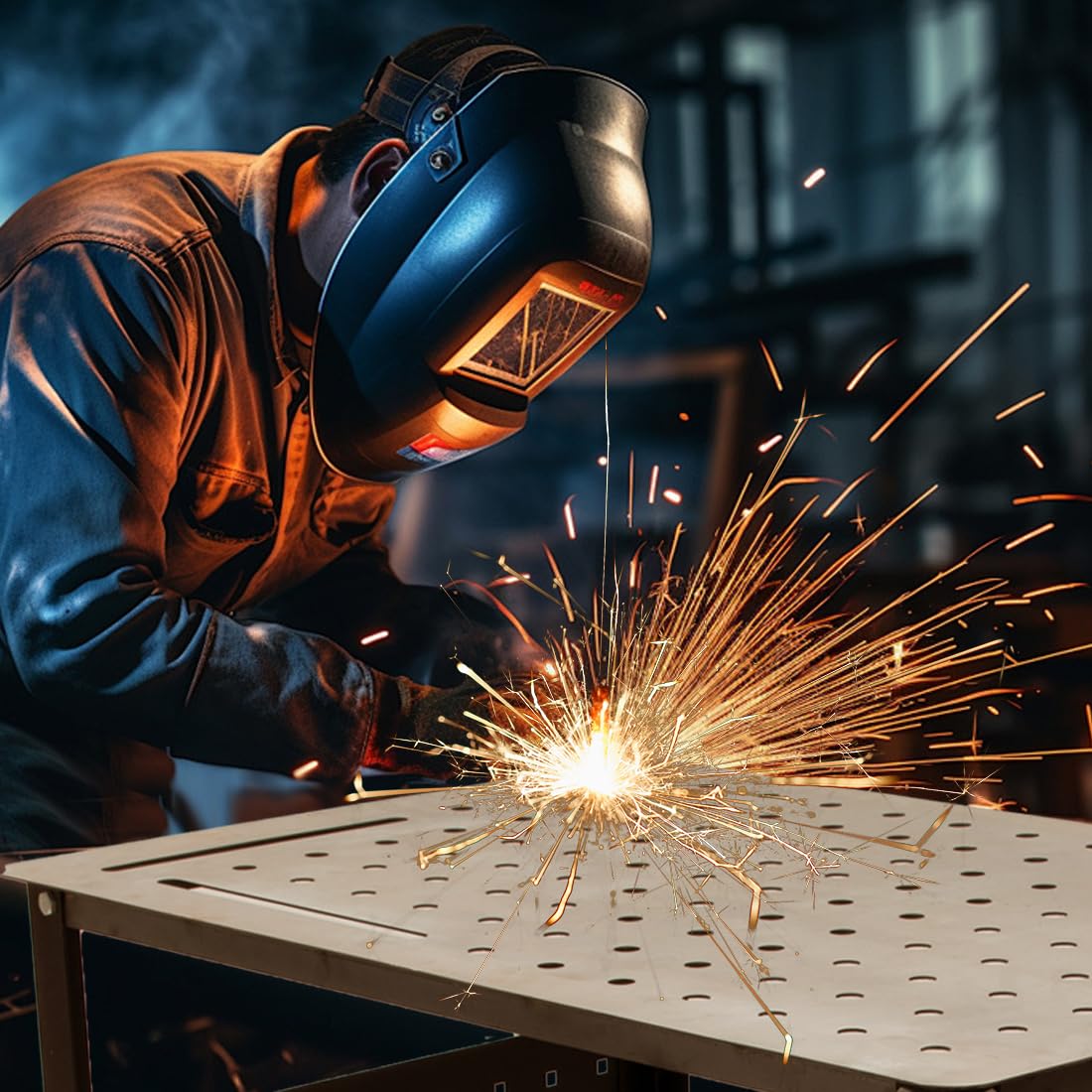 Yeeoy 36" X 24" Welding Table, 1200 lbs Load Capacity Welding Workbench Table with Wheels, Mobile Steel Welding Workstation, Welding Cart for Welding Sawing Yeeoy