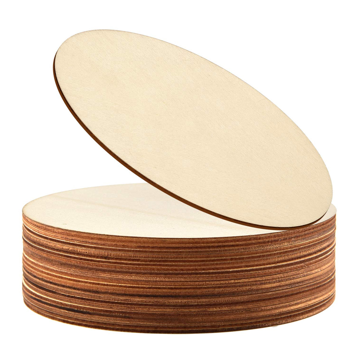Coopay 20 Pieces 8 Inch Wooden Circles, Unfinished Round Wood Slices Natural Wooden Cutouts for Door Hanger, Painting, Wedding, Home Decoration DIY Wood Craft Supplies Coopay